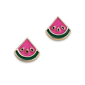 Moon & Meadow 14K Yellow Gold Enamel Watermelon Stud Earrings- 4372496
