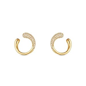 Georg Jensen 18K Yellow Gold Pave Diamond Mercy Stud Earrings- 4430832