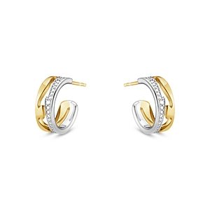 Georg Jensen 18K White & Yellow Gold Fusion Diamond Small Hoop Earrings- 4439253