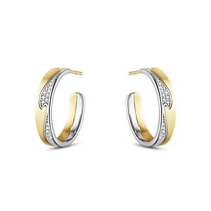 Georg Jensen 18K White & Yellow Gold Fusion Diamond Wavy Hoop Earrings- 4430826