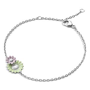 Georg Jensen Sterling Silver Daisy Enamel Flower Bracelet- 4439264