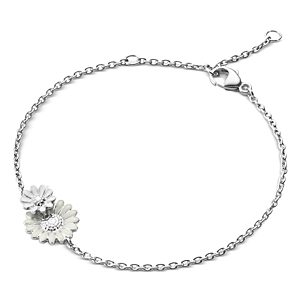 Georg Jensen Sterling Silver Daisy Enamel Flower Bracelet- 4439264