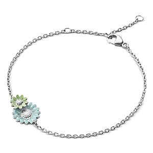 Georg Jensen Sterling Silver Daisy Enamel Flower Bracelet- 4439264