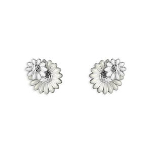 Georg Jensen Sterling Silver Daisy White Enamel Flower Stud Earrings- 4439273