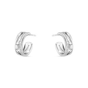 Georg Jensen 18K White Gold Fusion Diamond Small Hoop Earrings- 4439279