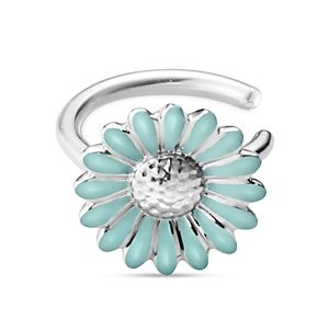 Georg Jensen Sterling Silver Daisy Enamel Flower Small Ear Cuff- 4439276
