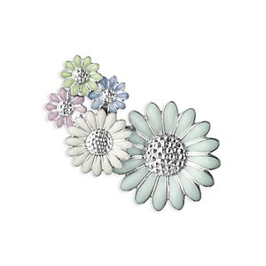 Georg Jensen Sterling Silver Daisy Multicolor Enamel Flower Single Ear Cuff- 4439282