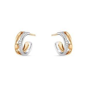 Georg Jensen 18K White & Rose Gold Fusion Diamond Small Hoop Earrings- 4439280