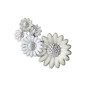 Georg Jensen Sterling Silver Daisy White Enamel Flower Single Ear Cuff- 4439281