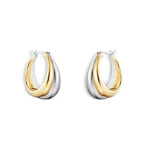 Georg Jensen 18K Yellow Gold & Sterling Silver Curve Graduated Hoop Earrings- 4438980
