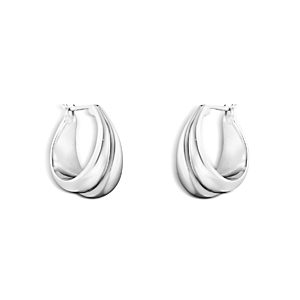 Georg Jensen Sterling Silver Curve Graduated Small Hoop Earrings- 4438979