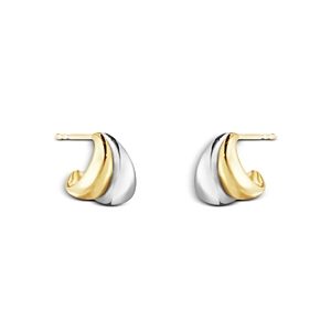 Georg Jensen 18K Yellow Gold & Sterling Silver Curve Huggie Hoop Earrings- 4438978