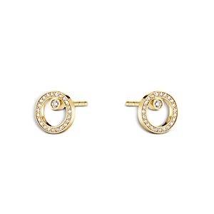 Georg Jensen 18K Yellow Gold Halo Diamond Circle Stud Earrings- 4438871