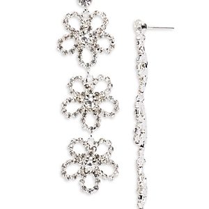 Aqua Three Part Chandelier Flower Drop Earrings - 100% Exclusive- 4449925