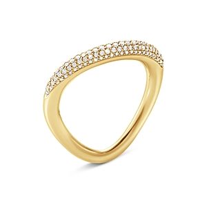 Georg Jensen 18K Yellow Gold Offspring Diamond Pave Wavy Ring- 4439114