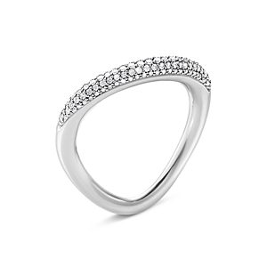 Georg Jensen Sterling Silver Offspring Diamond Pave Wavy Ring- 4439048