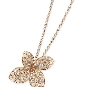 Pasquale Bruni 18K Rose Gold Petit Garden White & Champagne Diamond Pave Butterfly Pendant Necklace, 16.93- 3148174