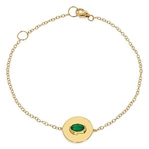 Moon & Meadow 14K Yellow Gold Emerald Disc Link Bracelet- 4456145
