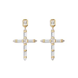 Luv Aj Mixed Cubic Zirconia Cross Drop Earrings in 14K Gold Plated- 4454194