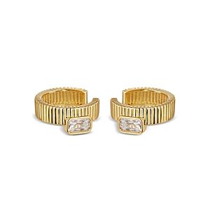 Luv Aj Francois Cubic Zirconia Ridged Ear Cuffs in 14K Gold Plated- 4454196