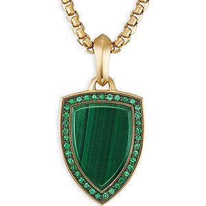 David Yurman Shield Amulet in 18K Yellow Gold with Malachite and Pave Emeralds- 4360841