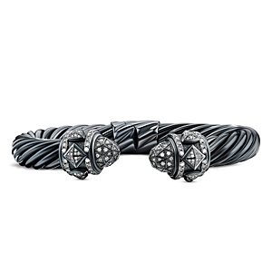 David Yurman Renaissance Bracelet in Blackened Silver with Pave Diamonds- 4360762