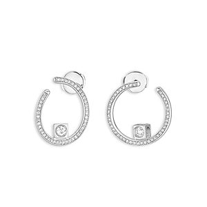 Dinh Van 18K White Gold Le Cube Diamant Diamond Spiral Hoop Earrings- 4443893