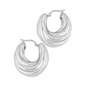 Bloomingdale's Swirl Tapered Hoop Earrings in Sterling Silver - 100% Exclusive- 4469037
