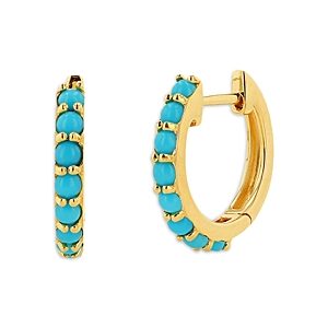 Rachel Reid 14K Yellow Gold Turquoise Huggie Hoop Earrings- 4464872