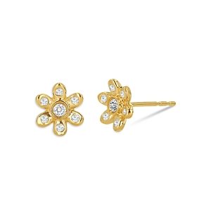 Rachel Reid 14K Yellow Gold Diamond Flower Stud Earrings- 4464878