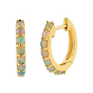 Rachel Reid 14K Yellow Gold Opal Huggie Hoop Earrings- 4464873
