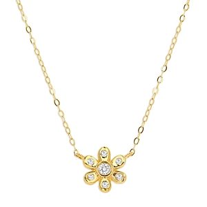 Rachel Reid 14K Yellow Gold Diamond Flower Pendant Necklace, 16-20- 4464882