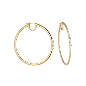 Nadri Key Item Baguette Cubic Zirconia Hoop Earrings in 18K Gold Plated- 4449628