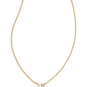 Kendra Scott Juliette Baguette Cubic Zirconia Adjustable Pendant Necklace in 14K Gold Plated, 19- 4447895