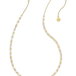 Kendra Scott Juliette Baguette Cubic Zirconia Adjustable Strand Necklace in 14K Gold Plated, 19- 4447896
