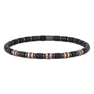 Roberto Demeglio Men's Black Diamond Stretch Bracelet in 18K Rose Gold & Black Ceramic Carbon- 4460971