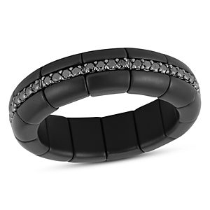 Roberto Demeglio Men's Pura Black Diamond & 18K White Gold Large Stretch Ring- 4460966