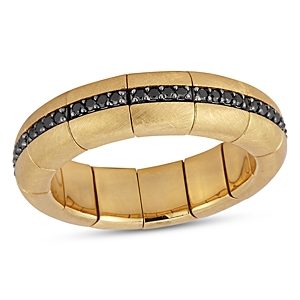 Roberto Demeglio Men's Pura Gold Black Diamond & 18K Yellow Gold Stretch Ring- 4460967