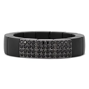 Roberto Demeglio Men's Scacco Black Diamond & 18K White Gold Stretch Ring- 4460866