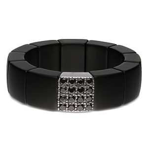 Roberto Demeglio Men's Scacco Black Diamond Pave & 18K White Gold Large Stretch Ring- 4460982