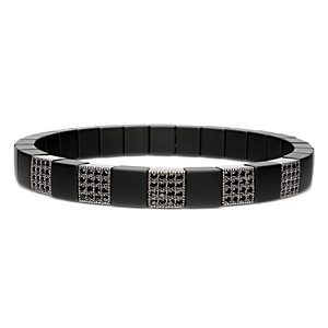 Roberto Demeglio Men's Scacco Black Diamond Pave & 18K White Gold Panel Stretch Bracelet- 4460865