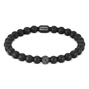 Roberto Demeglio Men's Sfera Black Diamond & 18K White Gold Large Stretch Bracelet- 4460974