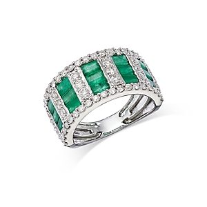 Bloomingdale's Emerald & Diamond Ring in 14K White Gold - 100% Exclusive- 4367361