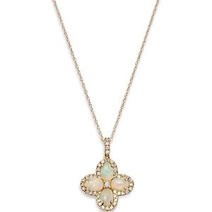 Bloomingdale's Opal & Diamond Clover Pendant Necklace in 14K Yellow Gold, 18 - 100% Exclusive- 4367202