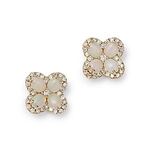 Bloomingdale's Opal & Diamond Clover Stud Earrings in 14K Yellow Gold - 100% Exclusive- 4367203