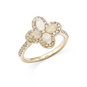 Bloomingdale's Opal & Diamond Clover Ring in 14K Yellow Gold - 100% Exclusive- 4367201