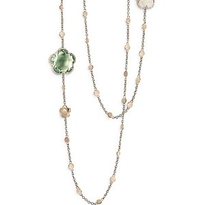 Pasquale Bruni 18K Rose Gold Bon Ton Prasiolite, White Quartz & Diamond Dolce Vita Sautoir Necklace, 40.5- 4383430