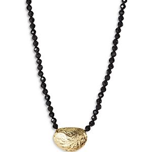 Argento Vivo 14K Gold Plated Sterling Silver & Onyx Molten Bead Necklace, 14 - 16- 4451899
