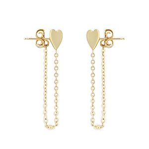 Moon & Meadow 14K Yellow Gold Heart Chain Drop Earrings- 4466890