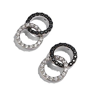 White & Black Diamond Double O Earrings in 14K White Gold, 0.50 ct. t.w. - 150th Anniversary Exclusive- 4470942